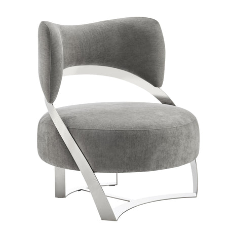 Aura Modern Accent Chair // Gray and Chrome  | Finesse - sold by Home Elegance USA