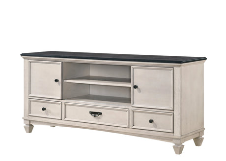 1pc Two-Tone Antique Finish 3 Drawers 2 Sliding Door Knob Pull Handle Vintage-inspired Metal Hardware Entertainment Console TV Stand - sold by Home Elegance USA