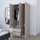 Three Door Armoire Clark, Bedroom, Light Gray - sold by Home Elegance USA