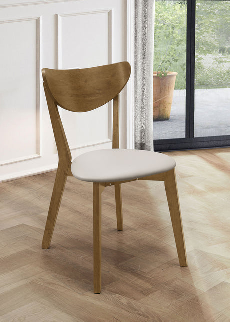 Side Chair - Kersey Dining Side Chairs with Curved Backs Beige and Chestnut (Set of 2)