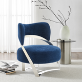 Aura Modern Accent Chair // Blue and Chrome  | Finesse