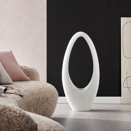 Mandolin Small Floor Vase Sculpture // Frosted White  | Finesse - Home Elegance USA