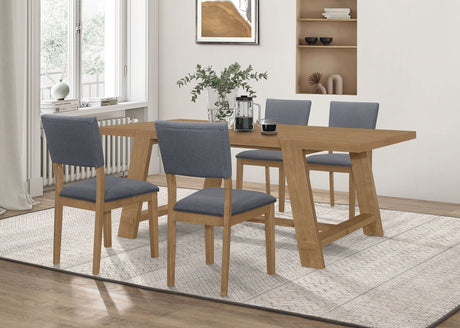 Sharon 5 - piece Rectangular Trestle Base Dining Table Set Blue and Brown | Coaster | Home Elegance USA