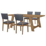 Sharon 5 - piece Rectangular Trestle Base Dining Table Set Blue and Brown | Coaster | Home Elegance USA