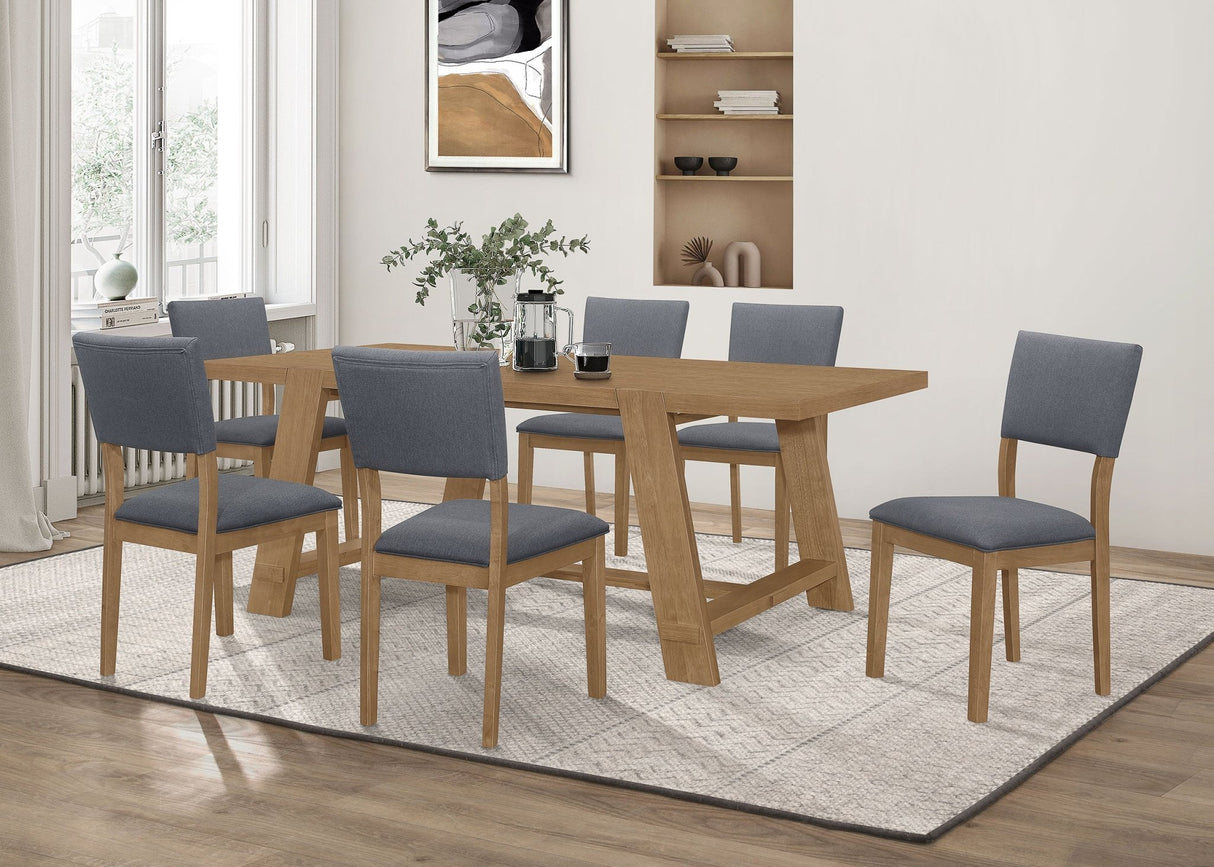 Sharon 7 - piece Rectangular Trestle Base Dining Table Set Blue and Brown | Coaster | Home Elegance USA