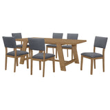 Sharon 7 - piece Rectangular Trestle Base Dining Table Set Blue and Brown | Coaster | Home Elegance USA