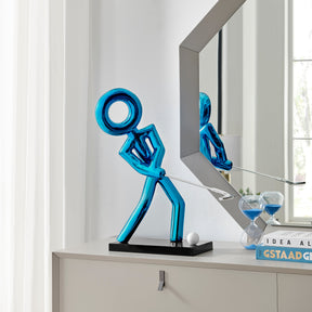 Golf Man Sculpture // Metallic Blue  | Finesse - Home Elegance USA