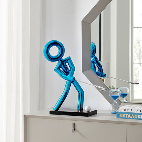 Golf Man Sculpture // Metallic Blue  | Finesse - Home Elegance USA