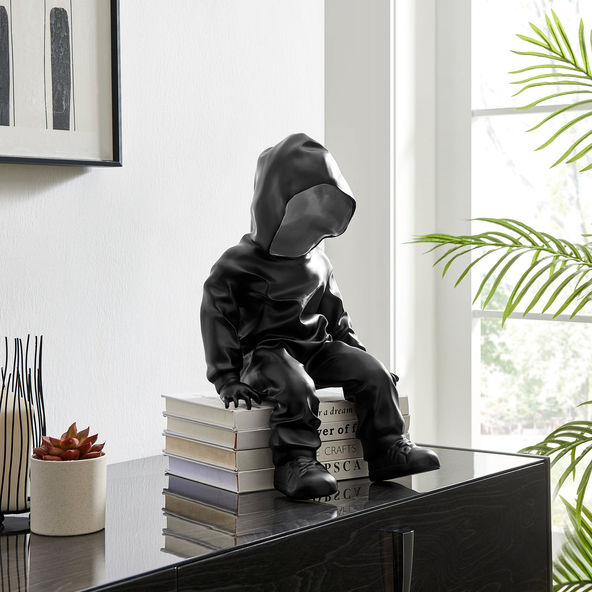 Cool Dude with Hoodie Sculpture // Black & Chrome  | Finesse