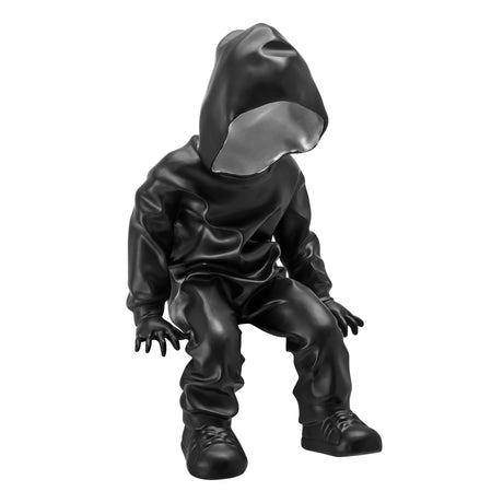 Cool Dude with Hoodie Sculpture // Black & Chrome  | Finesse - sold by Home Elegance USA