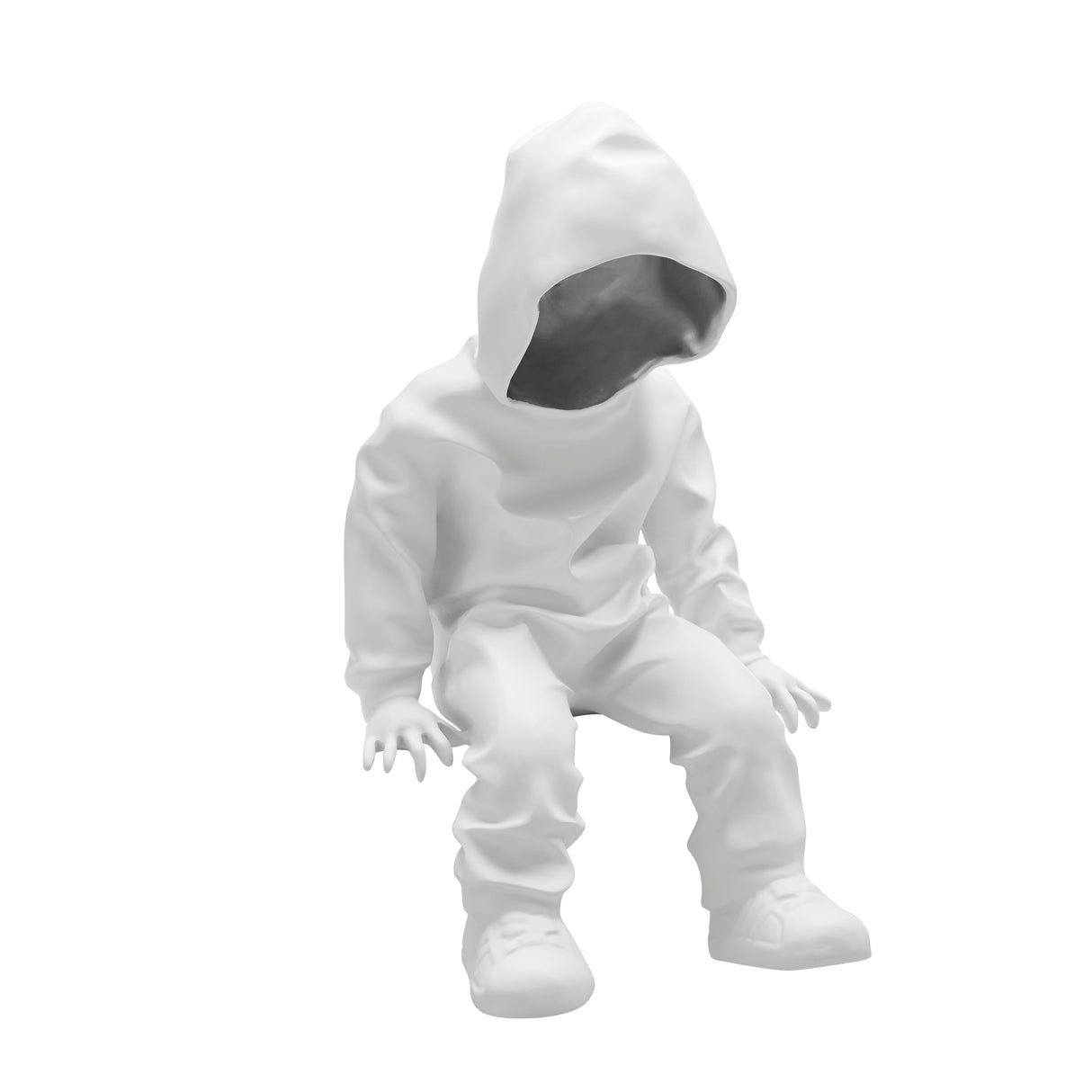 Cool Dude with Hoodie Sculpture // White & Chrome  | Finesse - Home Elegance USA