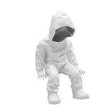 Cool Dude with Hoodie Sculpture // White & Chrome  | Finesse - Home Elegance USA