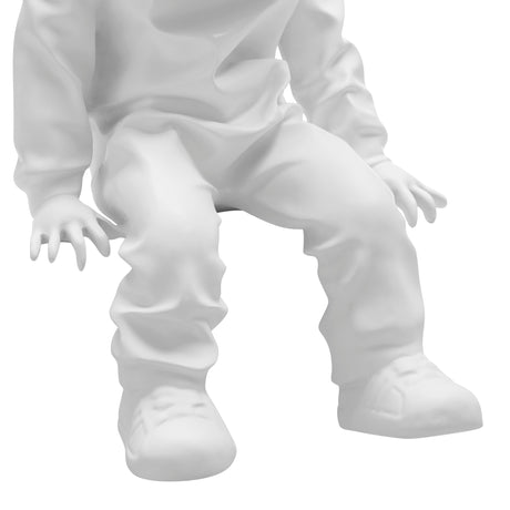 Cool Dude with Hoodie Sculpture // White & Chrome  | Finesse - Home Elegance USA