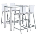 Tolbert 5 - piece Bar Set with Acrylic Chairs Clear and Chrome - 104873 - S5 - image - 2