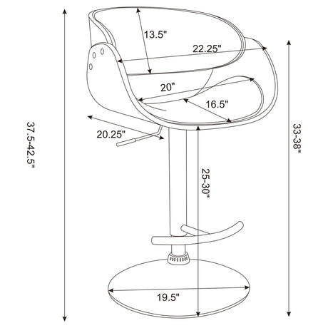 Dana Adjustable Bar Stool Ecru and Chrome | Coaster - 104966 - Home Elegance USA - 12