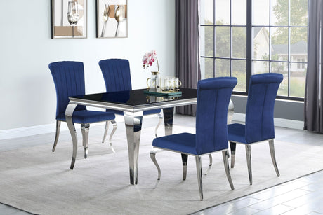 Carone 5 - piece 61" Rectangular Dining Set Ink Blue and Chrome - 115091 - S5B - image - 1