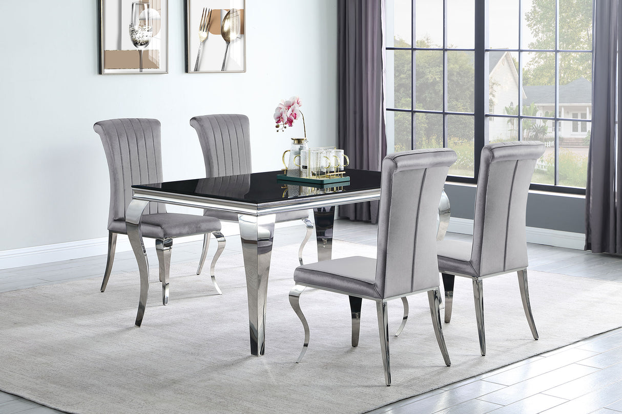 Carone 5-piece 61" Rectangular Black Glass Dining Set Grey - Home Elegance USA