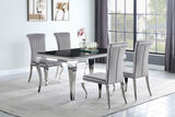 Carone 5-piece 61" Rectangular Black Glass Dining Set Grey - Home Elegance USA