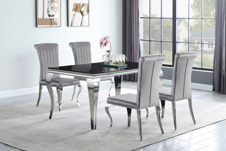 Carone 5-piece 61" Rectangular Black Glass Dining Set Grey - Home Elegance USA