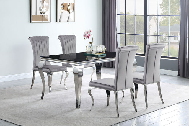 Carone 5-piece 61" Rectangular Black Glass Dining Set Grey - Home Elegance USA
