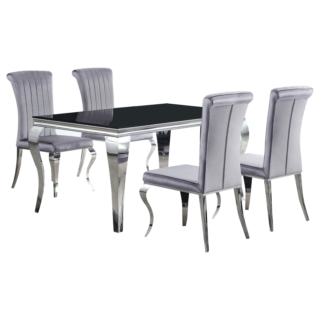 Carone 5-piece 61" Rectangular Black Glass Dining Set Grey - Home Elegance USA