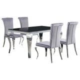 Carone 5-piece 61" Rectangular Black Glass Dining Set Grey - Home Elegance USA