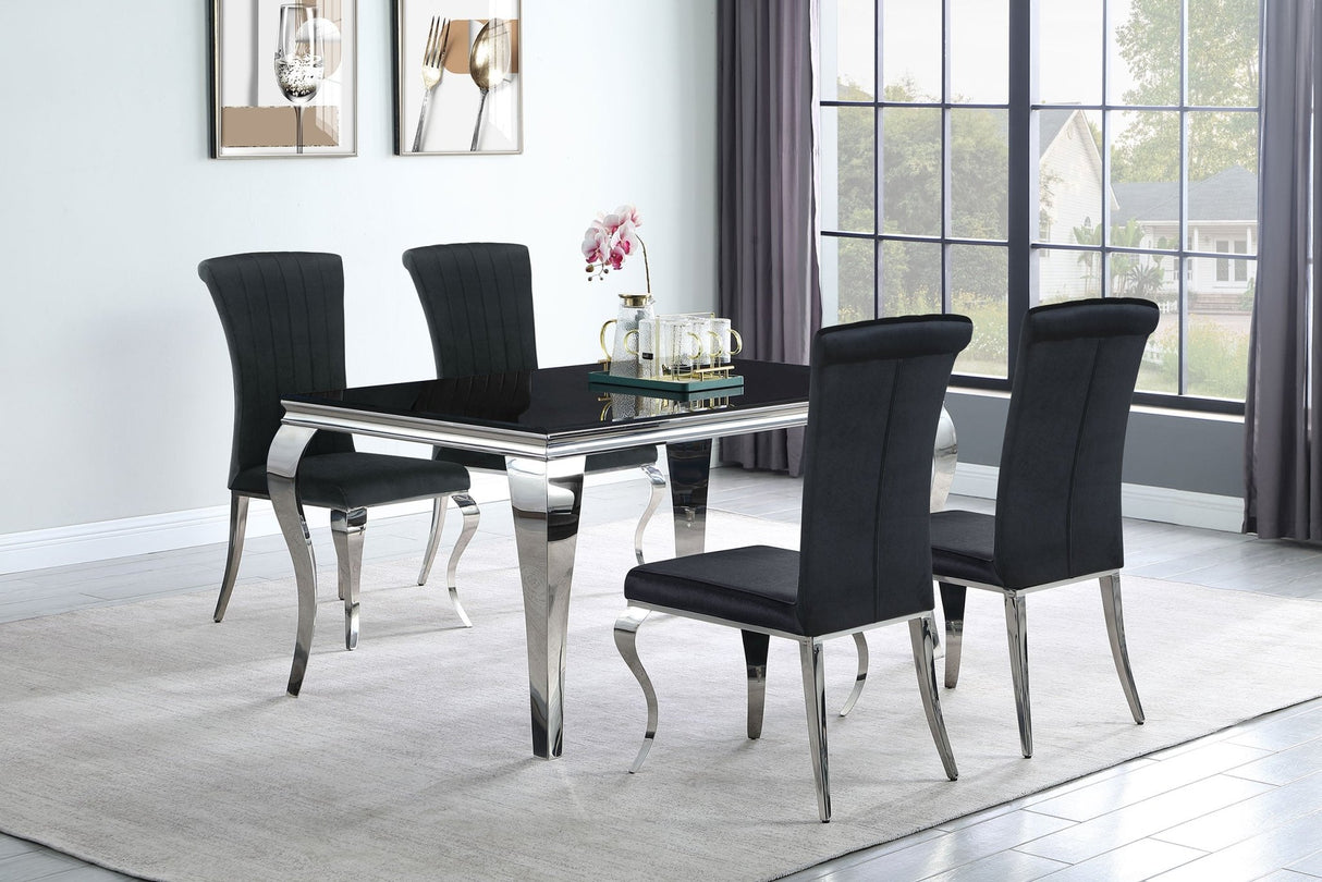 Carone 5 - piece 61" Rectangular Dining Set Black and Chrome | Coaster | Home Elegance USA