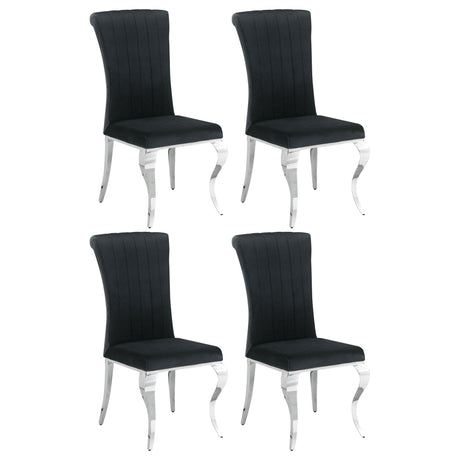 Betty Upholstered Side Chairs Black and Chrome (Set of 4) | Coaster | Home Elegance USA