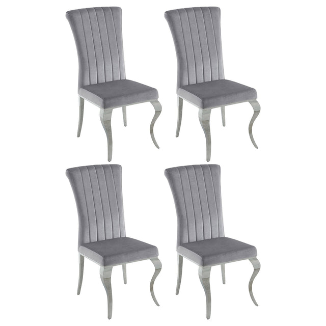 Betty Upholstered Side Chairs Grey and Chrome (Set of 4) | Coaster | Home Elegance USA