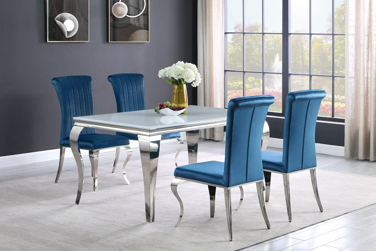 Betty Upholstered Side Chairs Teal and Chrome (Set of 4) | Coaster | Home Elegance USA