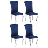 Betty Upholstered Side Chairs Ink Blue and Chrome (Set of 4) | Coaster | Home Elegance USA