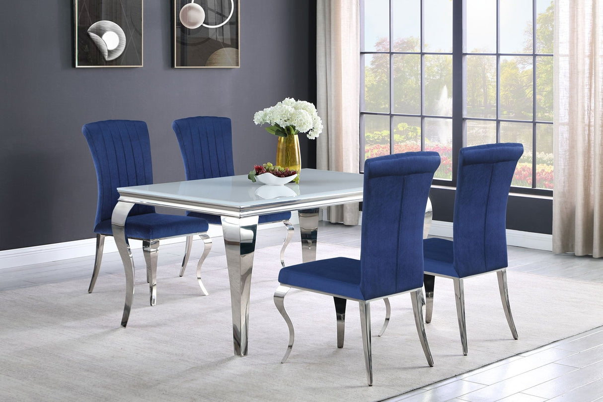 Betty Upholstered Side Chairs Ink Blue and Chrome (Set of 4) | Coaster | Home Elegance USA