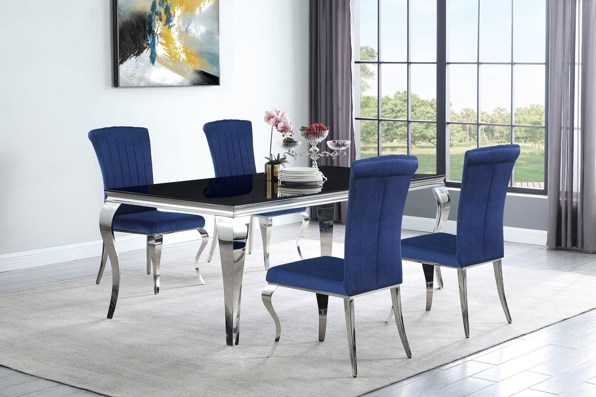 Betty Upholstered Side Chairs Ink Blue and Chrome (Set of 4) | Coaster | Home Elegance USA