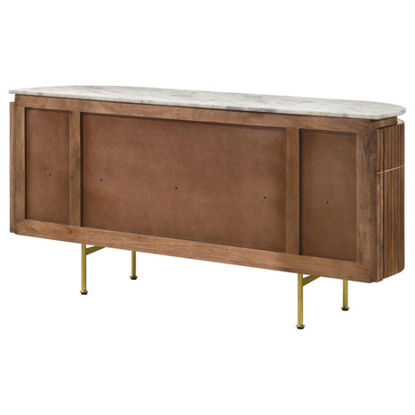 Sideboard - Ortega 4-door Marble Top Dining Sideboard Server White and Natural