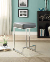 Counter Stool - Gervase Square Counter Height Stool Grey and Chrome