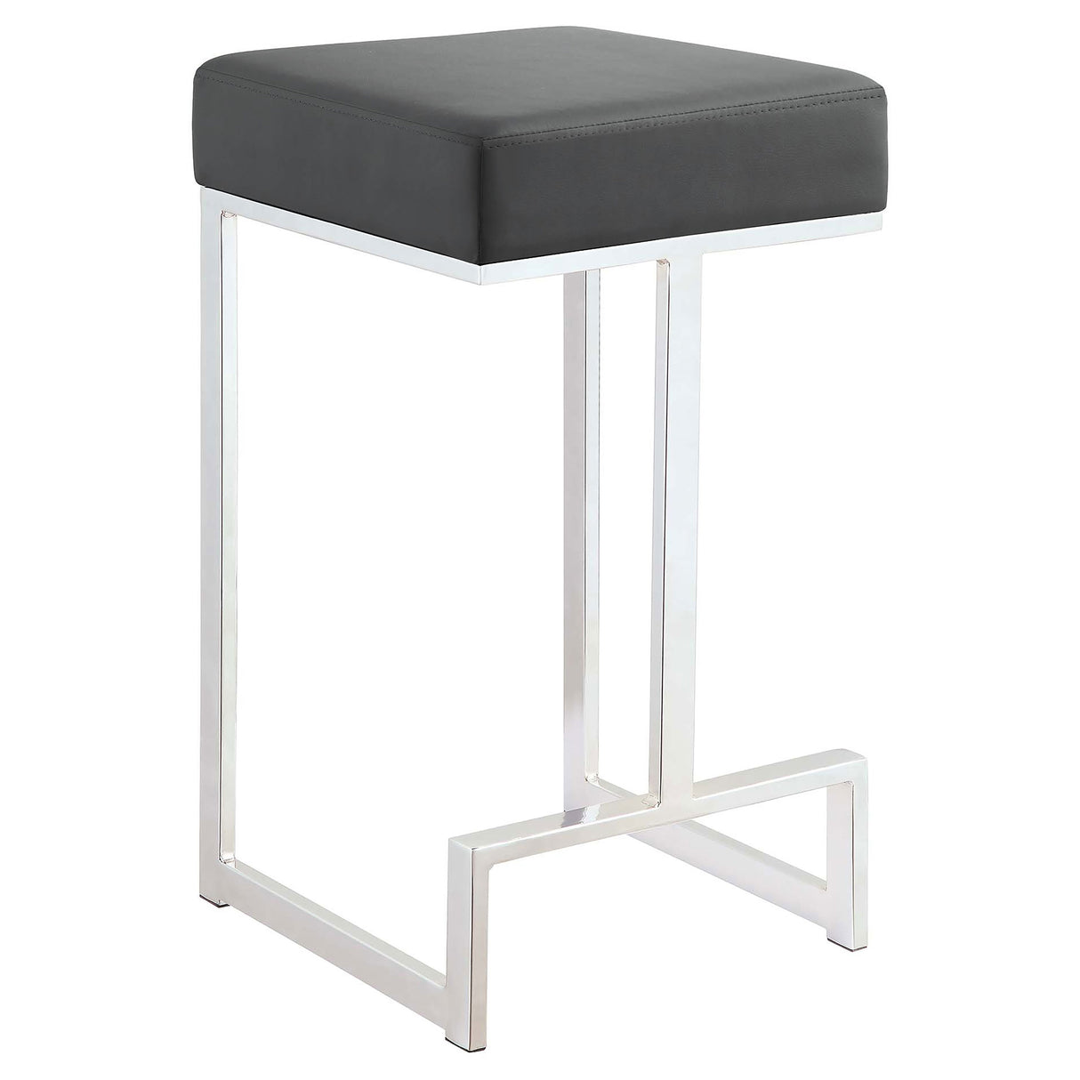 Counter Stool - Gervase Square Counter Height Stool Grey and Chrome