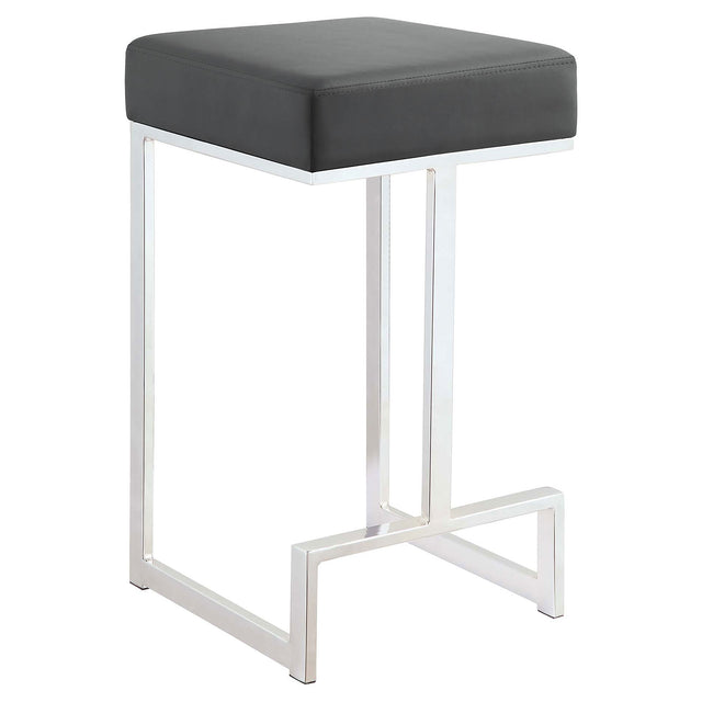 Counter Stool - Gervase Square Counter Height Stool Grey and Chrome