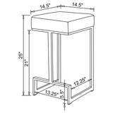 Counter Stool - Gervase Square Counter Height Stool Grey and Chrome