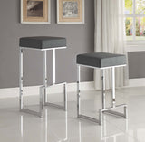 Counter Stool - Gervase Square Counter Height Stool Grey and Chrome