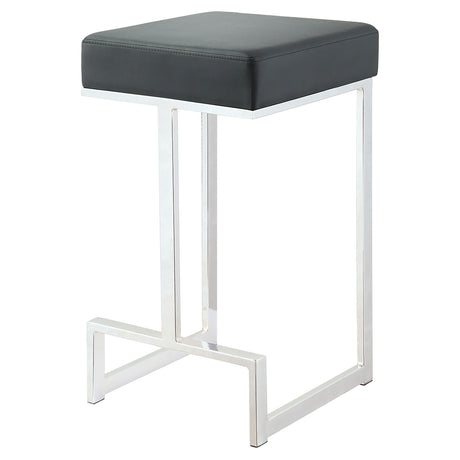 Counter Stool - Gervase Square Counter Height Stool Black and Chrome