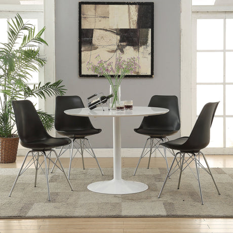 Lowry 5 - piece Round Dining Set Tulip Table with Eiffel Chairs Black | Coaster | Home Elegance USA