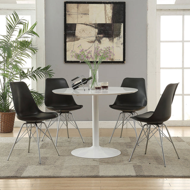 Lowry 5 - piece Round Dining Set Tulip Table with Eiffel Chairs Black - 105261 - S5K - image - 1