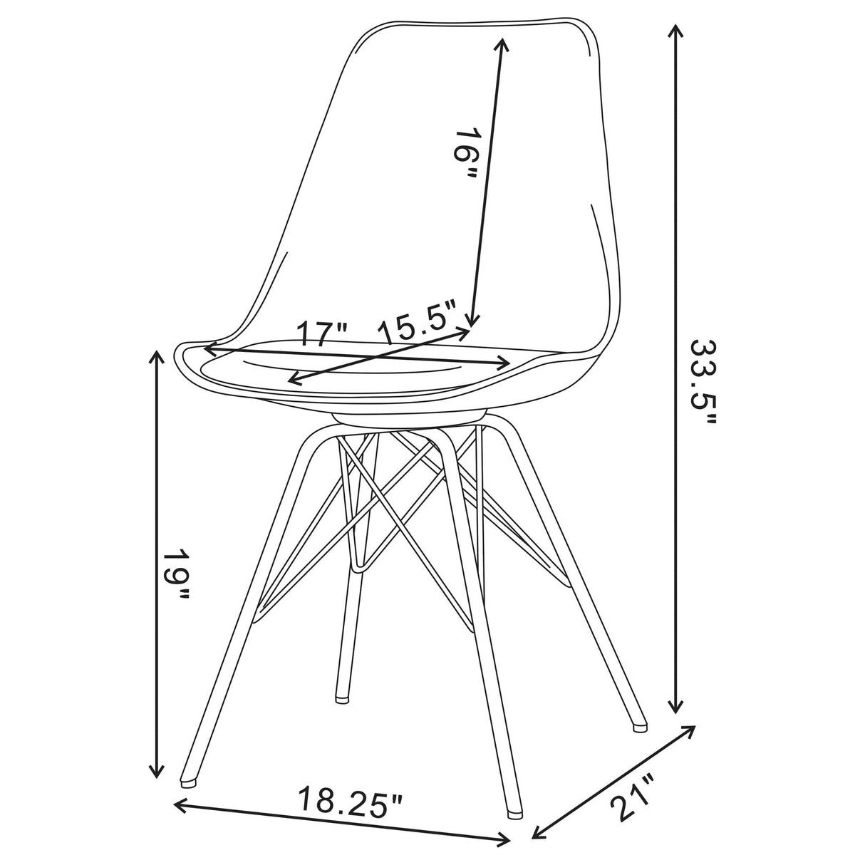 Lowry 5 - piece Round Dining Set Tulip Table with Eiffel Chairs Black - 105261 - S5K - image - 10