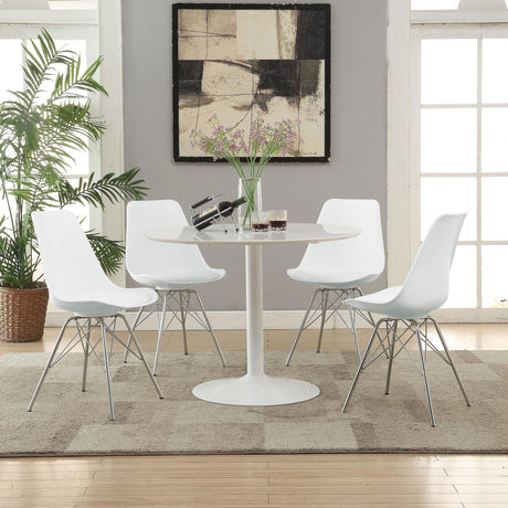 Lowry 5 - piece Round Dining Set Tulip Table with Eiffel Chairs White | Coaster | Home Elegance USA