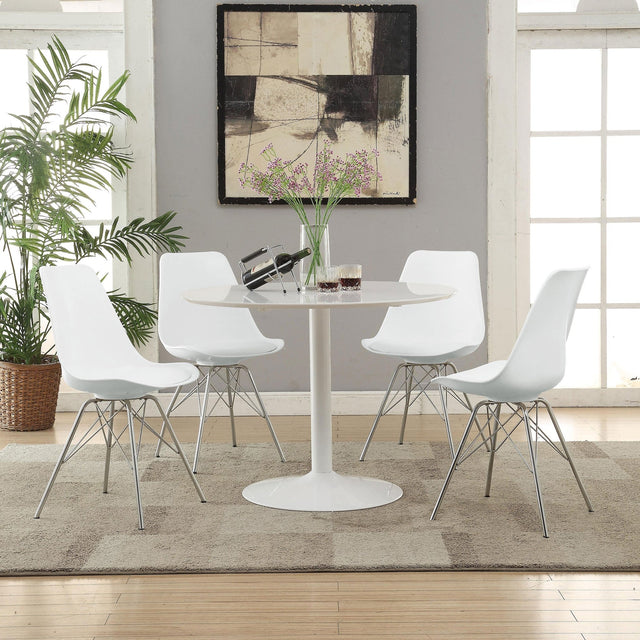 Lowry 5 - piece Round Dining Set Tulip Table with Eiffel Chairs White - 105261 - S5W - image - 1