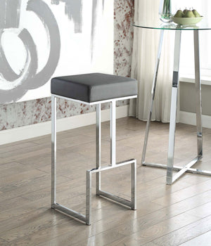 Bar Stool - Gervase Square Bar Stool Grey and Chrome