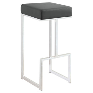 Bar Stool - Gervase Square Bar Stool Grey and Chrome