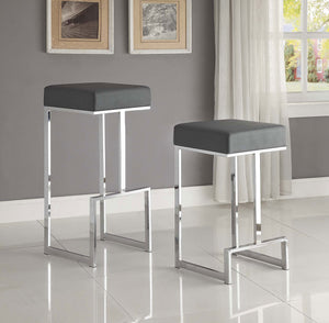 Bar Stool - Gervase Square Bar Stool Grey and Chrome