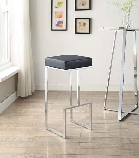 Bar Stool - Gervase Square Bar Stool Black and Chrome