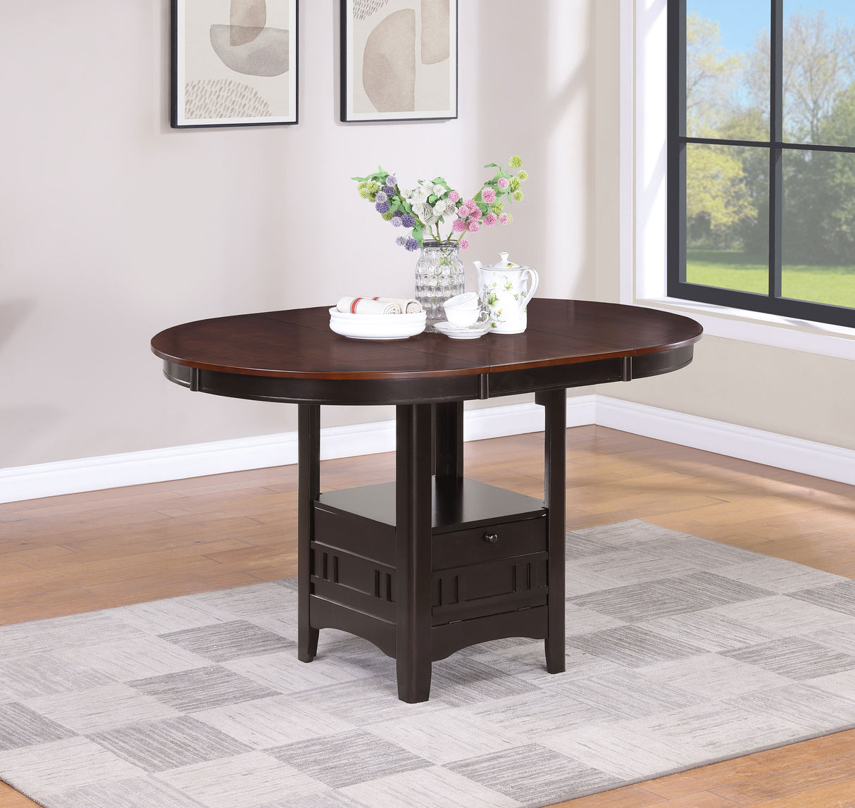 Counter Height Dining Table - Lavon Oval Counter Height Table Light Chestnut and Espresso